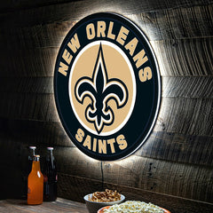 LED Wall Decor, Round, New Orleans Saints - NFL Home