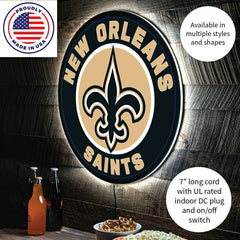 LED Wall Decor, Round, New Orleans Saints - NFL Home