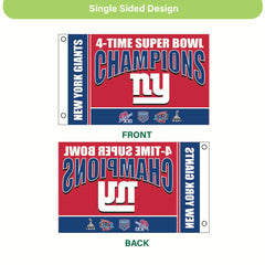 New York Giants 6X Superbowl Champions Football 3x5 Flag - NFL Home