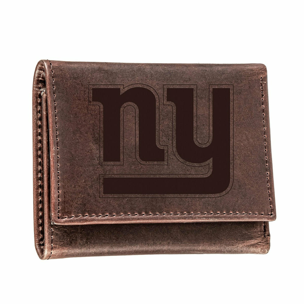 New York Giants, Tri-Fold Wallet, Brown, CH, 100% Genuine Leather - NFL Home