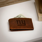 New York Giants, Embossed 100% Genuine Tumbled Leather Passcase Bi-Fol - NFL Home