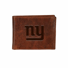 New York Giants, Embossed 100% Genuine Tumbled Leather Passcase Bi-Fol - NFL Home