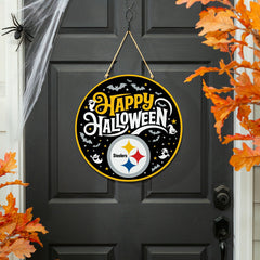 Pittsburgh Steelers Halloween Round Door Décor with Hanging Rope, 18x1 - NFL Home