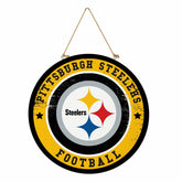 Pittsburgh Steelers Round Door Décor with Hanging Rope, 18x18 - NFL Home