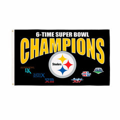 Pittsburgh Steelers 6X Superbowl Champions Football 3x5 Flag - NFL Home