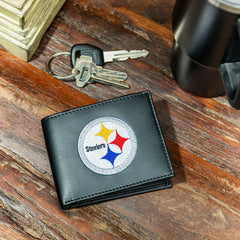 Pittsburgh Steelers Black Bi-Fold Embroidered Wallet w/ RFID Blocking - NFL Home