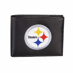 Pittsburgh Steelers Black Bi-Fold Embroidered Wallet w/ RFID Blocking - NFL Home