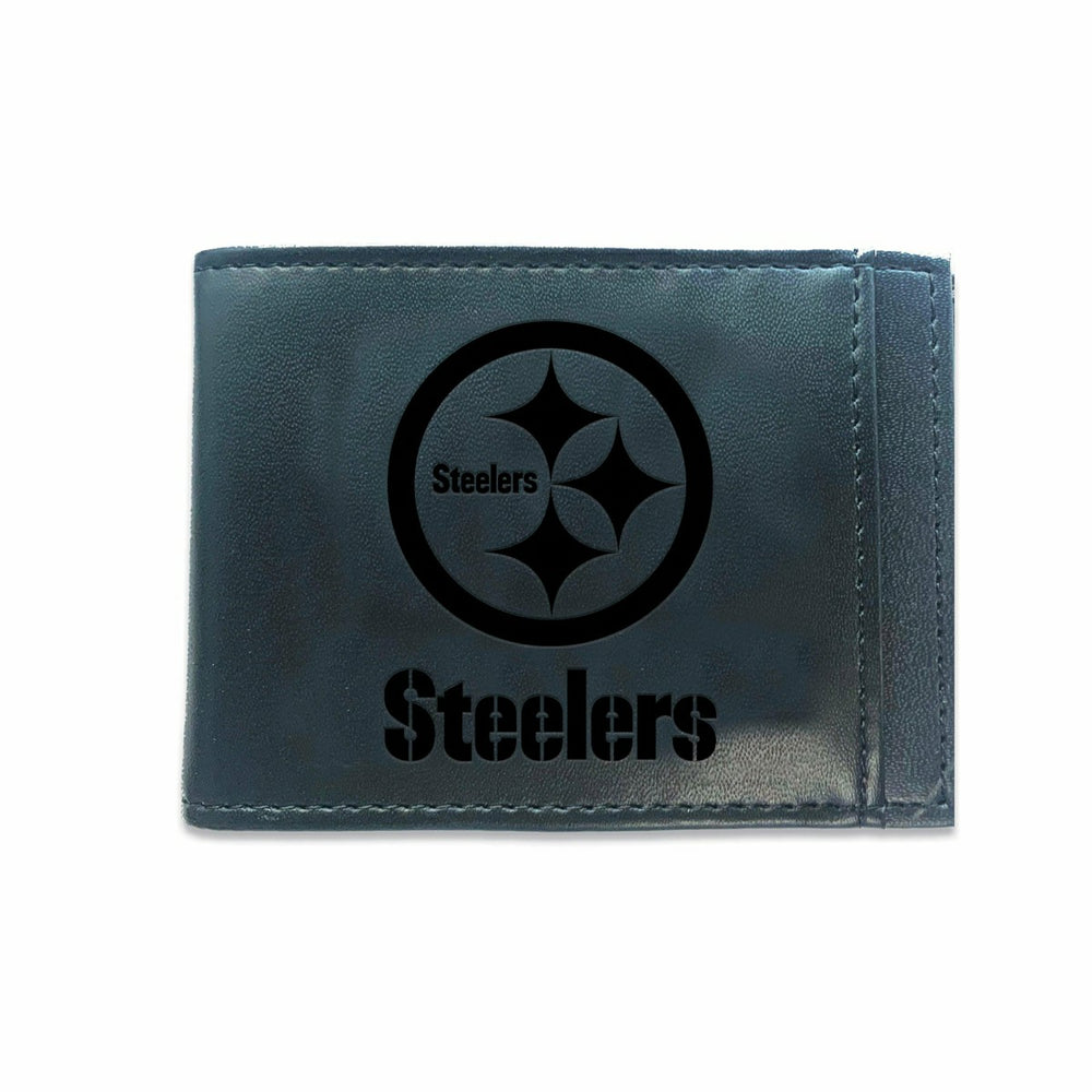 Front Pocket Wallet w/ RFID Blocking, Pittsburgh Steelers, Black - NFL Home
