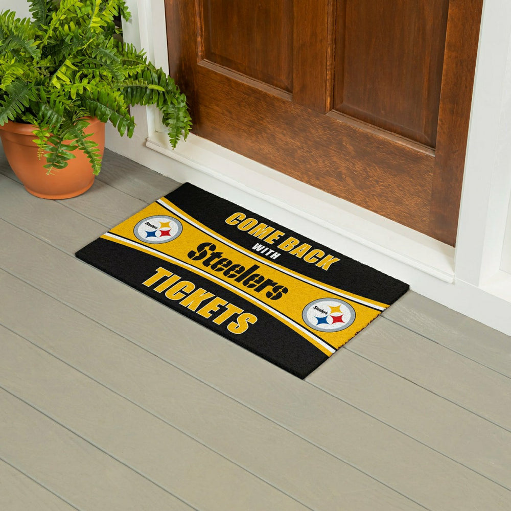 28" x 16" PVC Trapper Mat, Come Back with Tickets, Pittsburgh Steelers - NFL