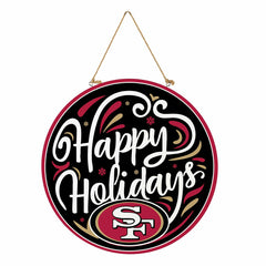San Francisco 49ers Holiday Round Door Décor with Hanging Rope, 18x18 - NFL Home