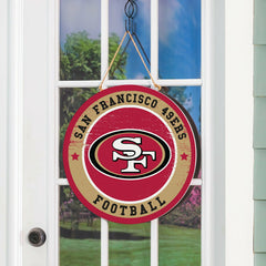 San Francisco 49ers Round Door Décor with Hanging Rope, 18x18 - NFL Home