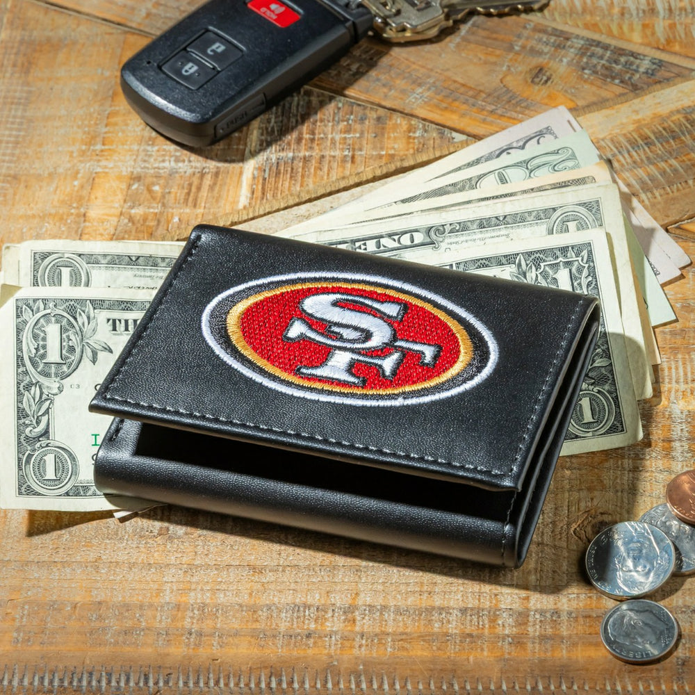 San Francisco 49ers Black Tri-Fold Embroidered Wallet w/ RFID Blocking - NFL Home