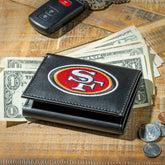 San Francisco 49ers Black Tri-Fold Embroidered Wallet w/ RFID Blocking - NFL Home