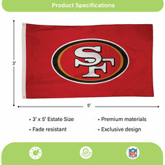 San Francisco 49ers Single Sided Estate Flag with 2 Grommets, 3'x5' - NFL Home