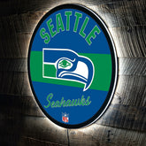 Seattle Seahawks NFL Football Large Round Vintage Edgelite LED Decor - NFL Home