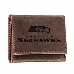 Seattle Seahawks, Tri-Fold Wallet, Brown, CH, 100% Genuine Leather - NFL Home