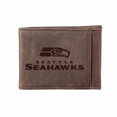 Front Pocket Wallet w/ RFID Blocking, Seattle Seahawks, Brown - NFL Home