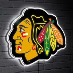 Chicago Blackhawks LED Wall Decor, Glazelite, Logo - NHL Home