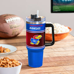 40oz Stainless Steel Canyon Cup w/ Straw, University of Kansas - Home Collegiate