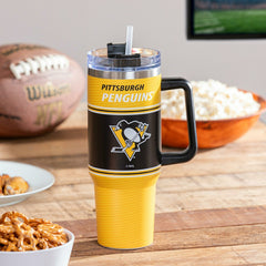 40oz Stainless Steel Canyon Cup w/ Straw, Pittsburgh Penguins - Home NHL