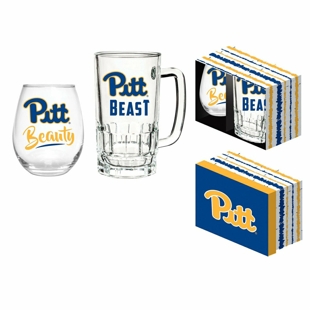 University of Pittsburgh, Stemless 17OZ Glass & Tankard 16OZ Gift Set - Home Collegiate