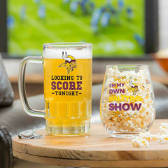 Minnesota Vikings, Stemless 17OZ Wine & Beer 16 OZ Gift Set - Home NFL