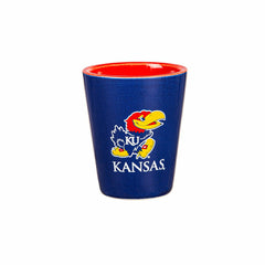 University of Kansas 4-Piece Ceramic and Glass 2oz. Shot Glass Set - Home Collegiate