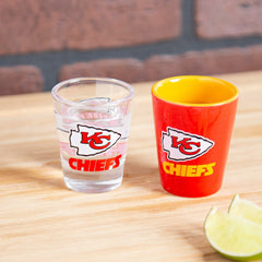Kansas City Chiefs 4-Piece Ceramic and Glass 2oz. Shot Glass Set - Home NFL