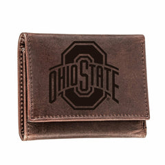 Ohio State, Tri-Fold Wallet, Brown, CH, 100% Genuine Leather - Home Collegiate