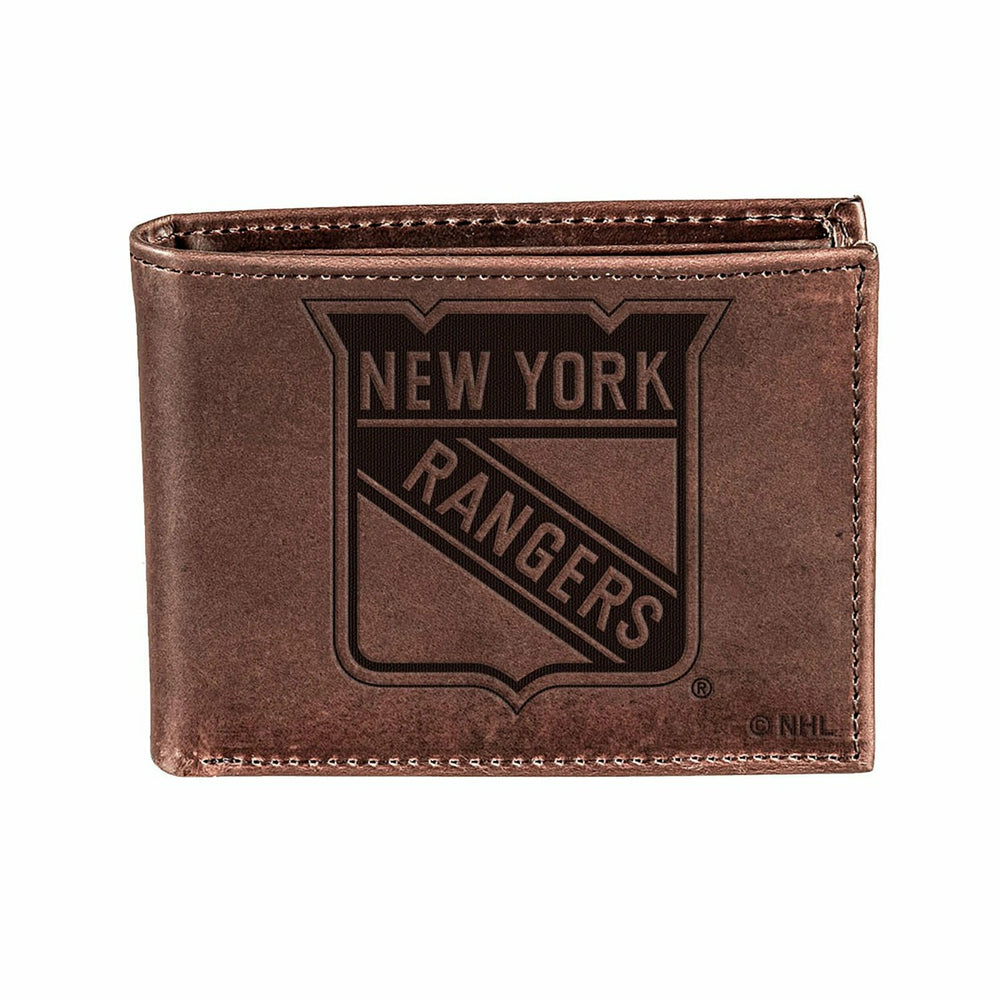 NY Rangers, Bi-Fold Wallet, Brown, CH, 100% Genuine Leather - NHL Home