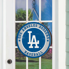 Los Angeles Dodgers Round Door Décor with Hanging Rope, 18x18 - MLB Home