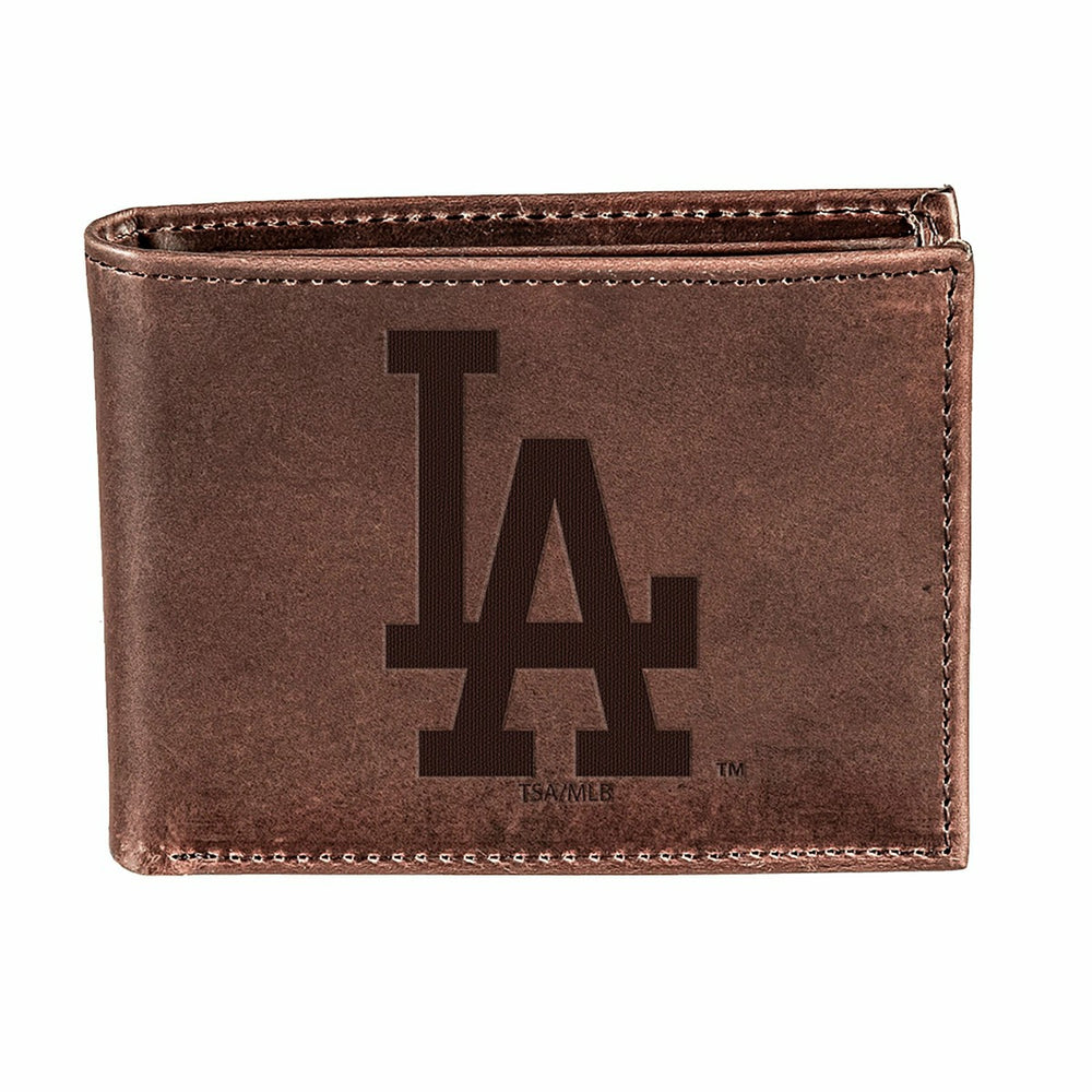 Los Angeles Dodgers Bi-Fold Wallet Brown 100% Genuine Leather - MLB Home