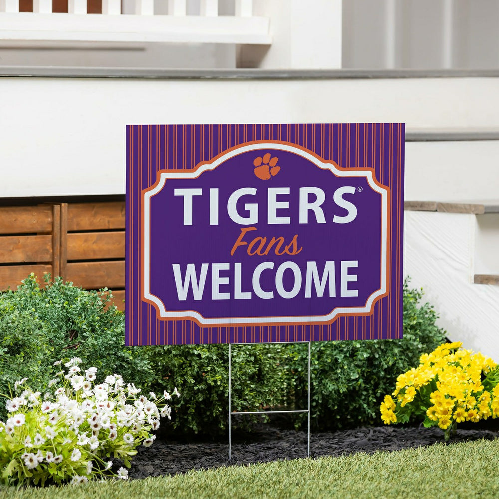 Clemson University Coroplast Yard Sign, "Fans Welcome" - Collegiate Home