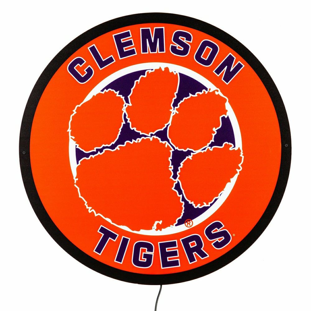 LED Wall Decor, Round, Clemson University - Collegiate Home
