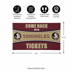 28" x 16" PVC Trapper Mat, Come Back with Tickets, Florida State Unive - Collegiate
