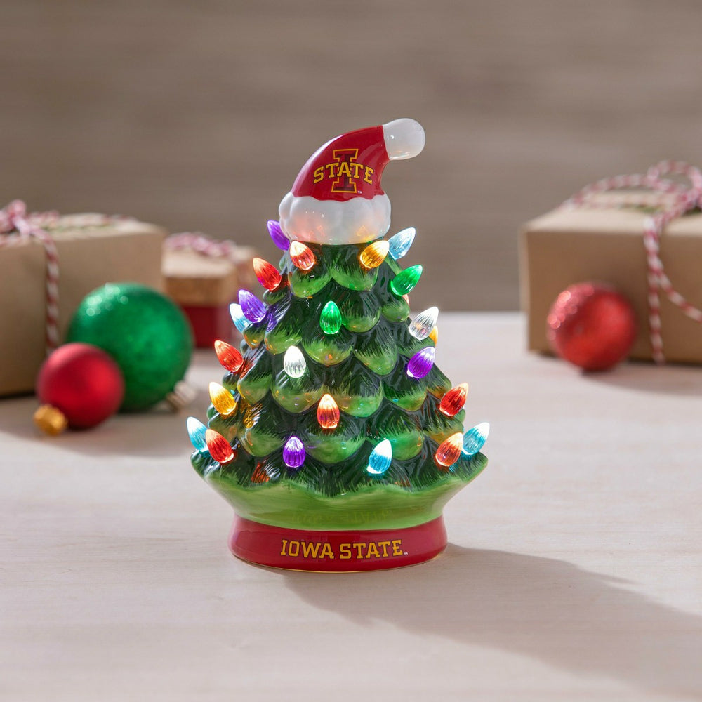 8" LED Ceramic Christmas Tree, Iowa State - Collegiate Home