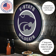 LED Wall Decor, Round, Kansas State University - Collegiate Home