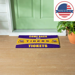 28" x 16" PVC Trapper Mat, Come Back with Tickets, Louisiana State Uni - Collegiate