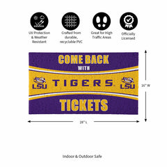 28" x 16" PVC Trapper Mat, Come Back with Tickets, Louisiana State Uni - Collegiate