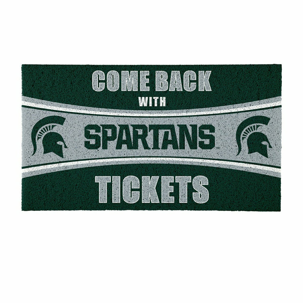 28" x 16" PVC Trapper Mat, Come Back with Tickets, Michigan State Univ - Collegiate