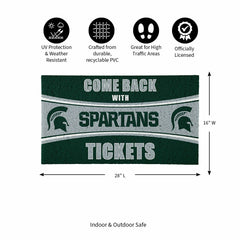 28" x 16" PVC Trapper Mat, Come Back with Tickets, Michigan State Univ - Collegiate