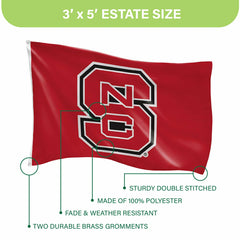 North Carolina State University Single Sided Flag w/ 2 Grommets, 3'x5' - Collegiate Home