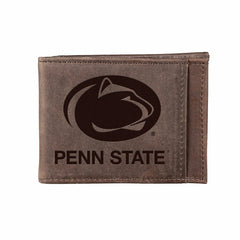 Slim Bi-Fold Wallet with RFID Blocking, Penn State, Brown - Collegiate Home