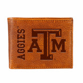 Texas A&M, Embossed 100% Genuine Tumbled Leather Passcase Bi-Fold Wall - Collegiate Home