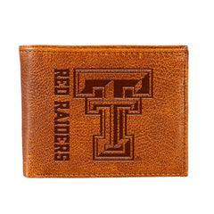 Texas Tech University, Embossed 100% Genuine Tumbled Leather Passcase - Collegiate Home