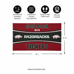 28" x 16" PVC Trapper Mat, Come Back with Tickets, University of Arkan - Collegiate