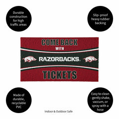 28" x 16" PVC Trapper Mat, Come Back with Tickets, University of Arkan - Collegiate