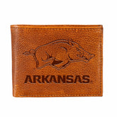 University of Arkansas, Embossed 100% Genuine Tumbled Leather Passcase - Collegiate Home