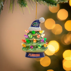 4" LED Ceramic Christmas Tree Ornament with Team Santa Hat, University - Collegiate Home