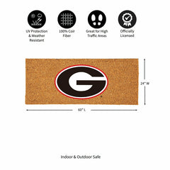 University of Georgia Extra Large Full Color Coir Mat, 60"x24" - Collegiate